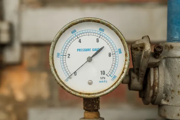 Pressure Gauge connected to Pipes — Stock Photo, Image