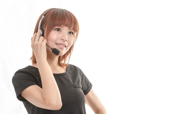 Operador de línea de ayuda con auriculares — Foto de Stock