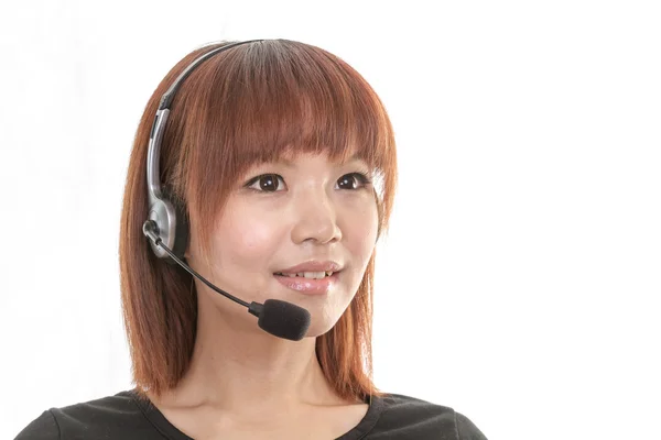 Help line operator with headset — Stock Photo, Image