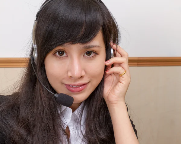 Young Asian Woman at Call Center — Stock Photo, Image