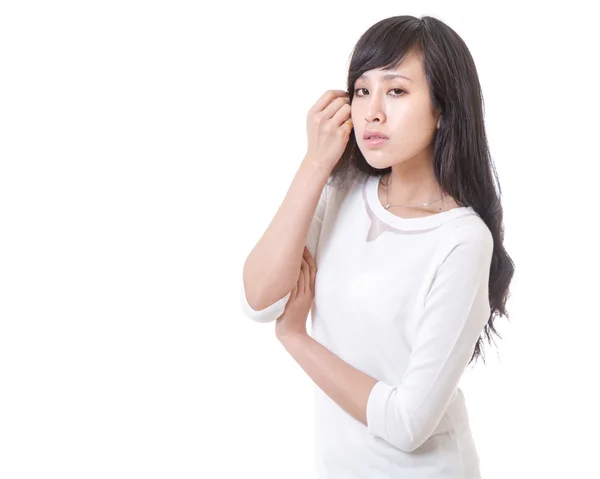 Chinese female model against white background — Stock Photo, Image