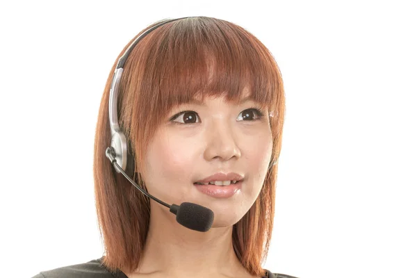 Call center operator with headset mic — Stock Photo, Image