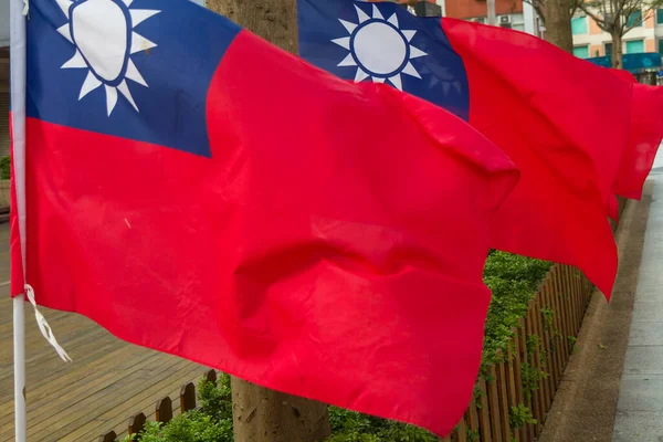 Tajwan Flagi Republiki Chińskiej Wiejące Wietrze — Zdjęcie stockowe