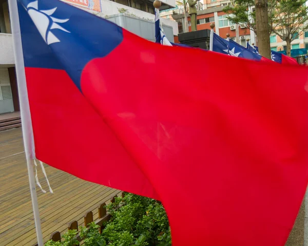 Banderas República China Taiwán Que Soplan Con Viento — Foto de Stock