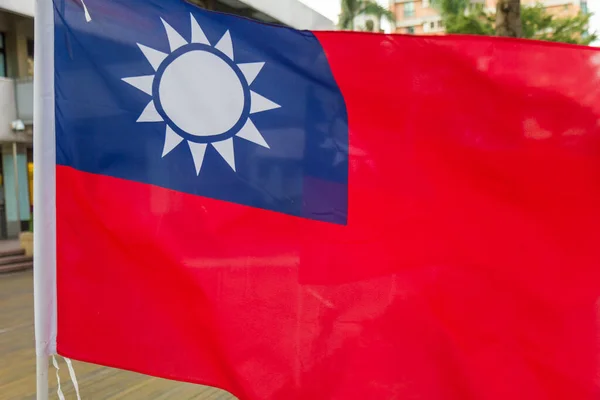Tajwan Flagi Republiki Chińskiej Wiejące Wietrze — Zdjęcie stockowe