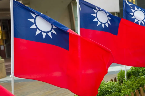Флаги Китайской Республики Развеваются Ветру — стоковое фото