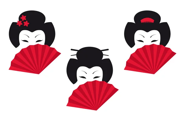 Üç Japon kadın hayranları ile