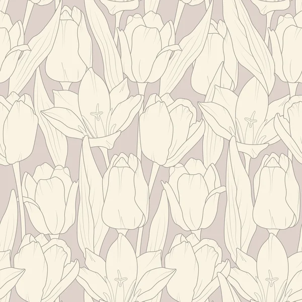 Motivo floreale senza cuciture con tulipani beige — Vettoriale Stock