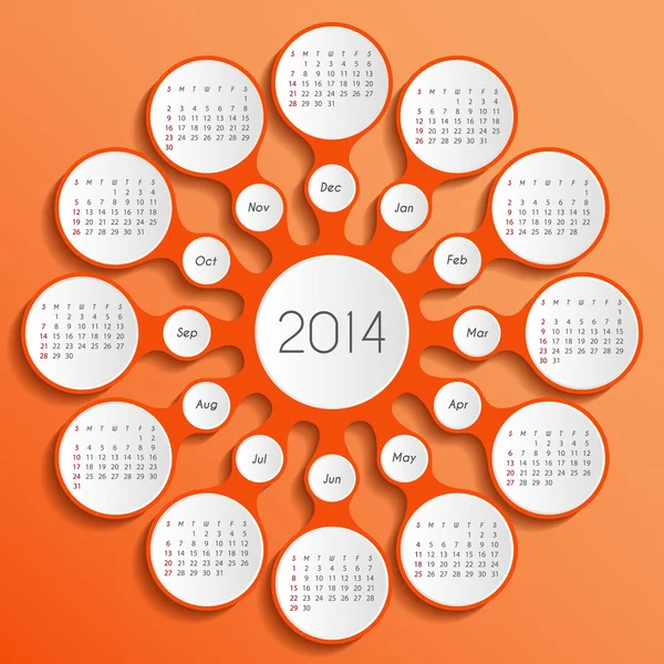 Metaball calendario naranja 2014 — Vector de stock