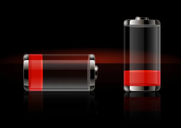 Iconos de batería transparentes brillantes — Vector de stock