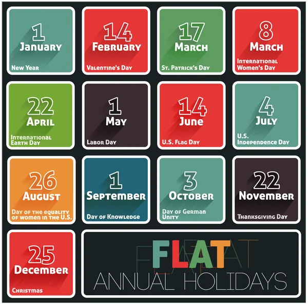 Holidays calendar — Stock Vector