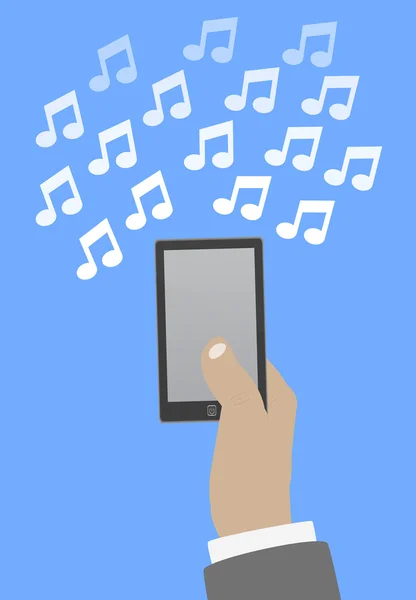 Smartphone en musique de main — Image vectorielle