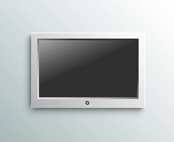 Monitor colgante de televisión led en el fondo de la pared — Archivo Imágenes Vectoriales