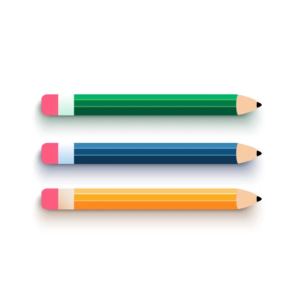 Lápis conjunto de design plano — Vetor de Stock