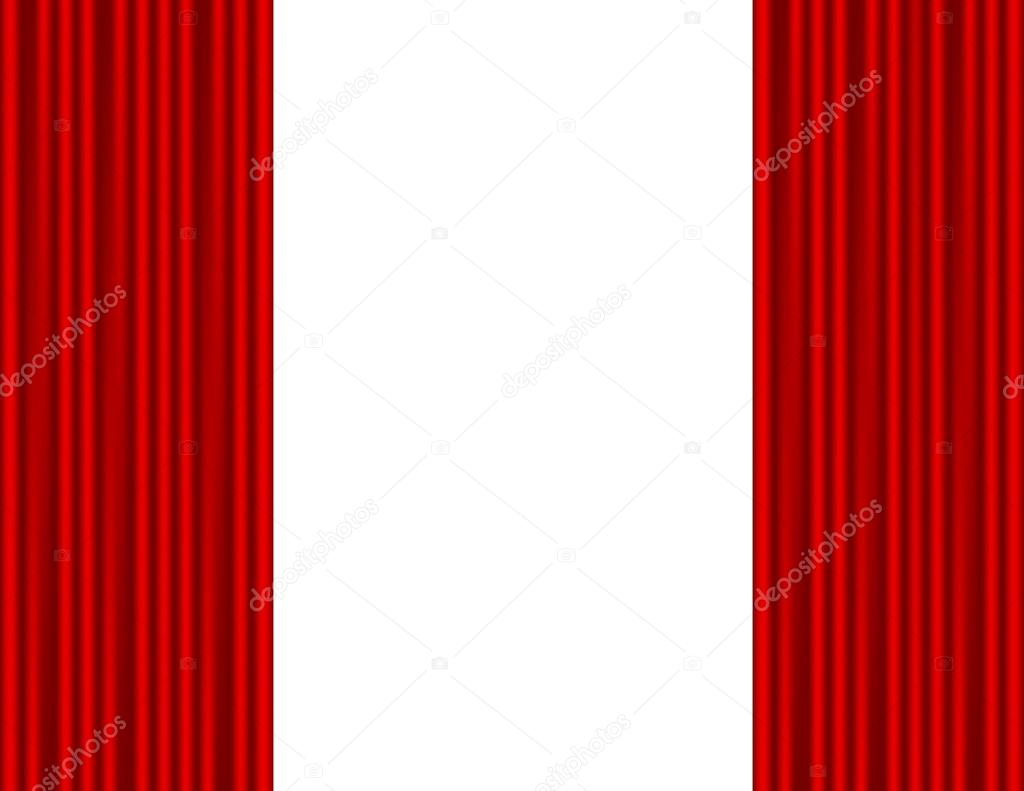 Theater stage with red curtain white background