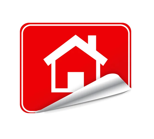 Stiker merah rumah - Stok Vektor