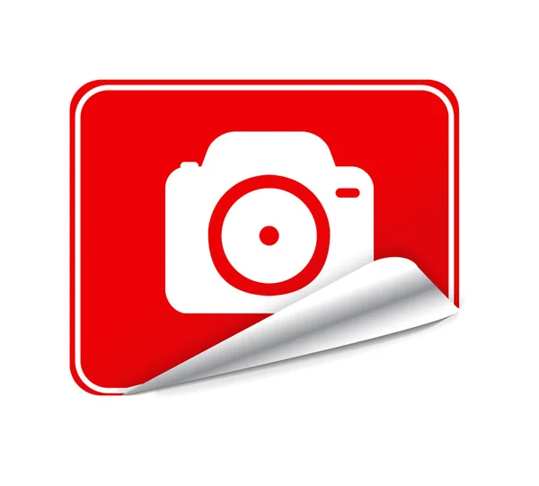 Red sticker camera — Stock Vector