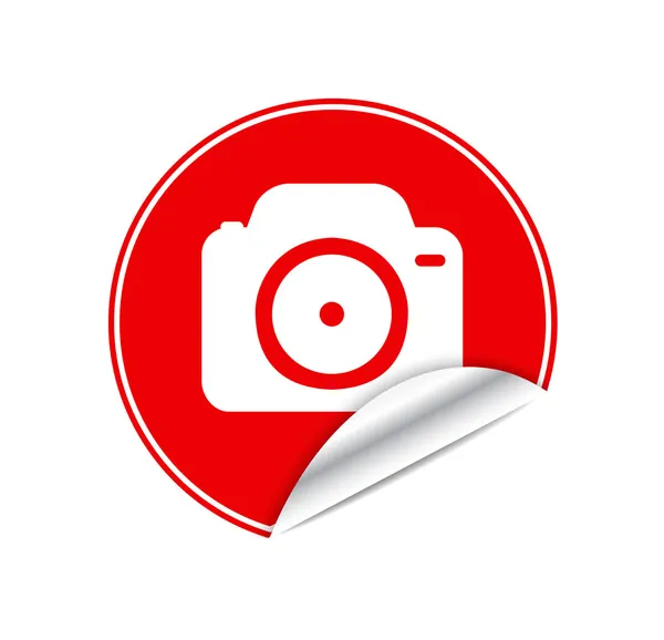 Red sticker camera — Stock Vector