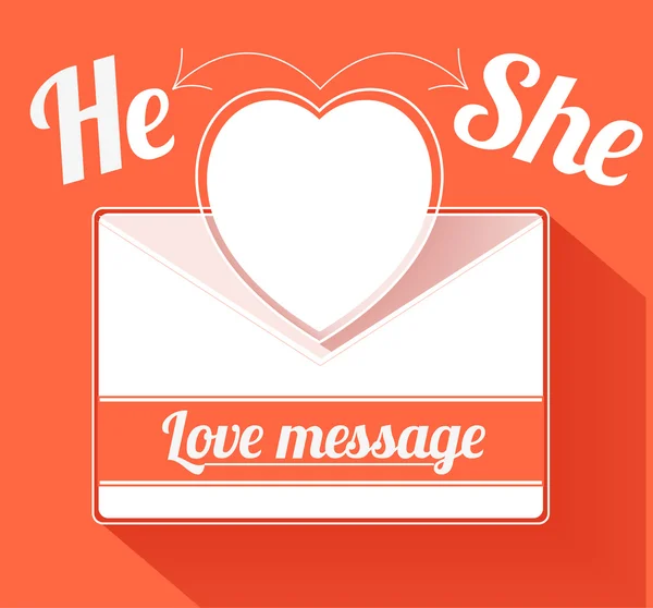 Valentine sähköpostiviesti sydämellä — vektorikuva
