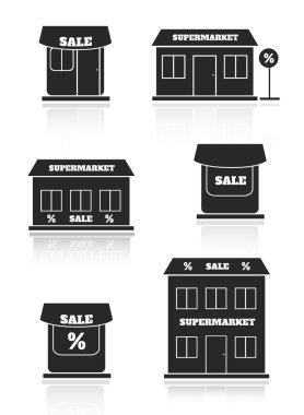 Süper Market, mağaza, mağaza Icon set