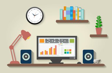 Modern ofis iç tasarım masaüstü ile