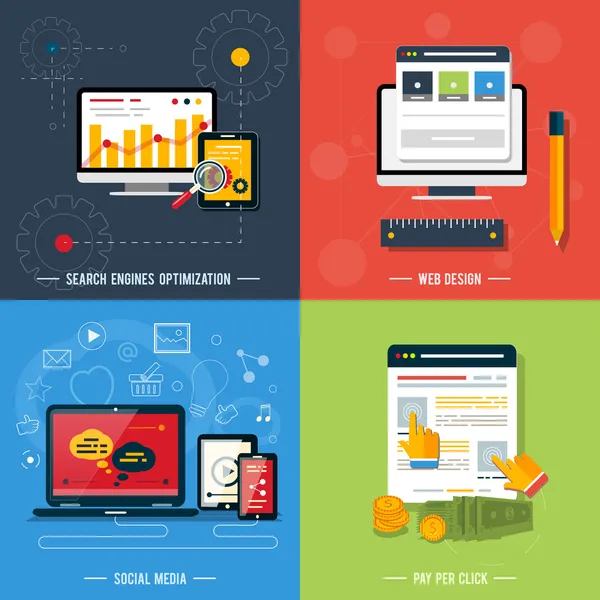 web design, seo, social media Icons