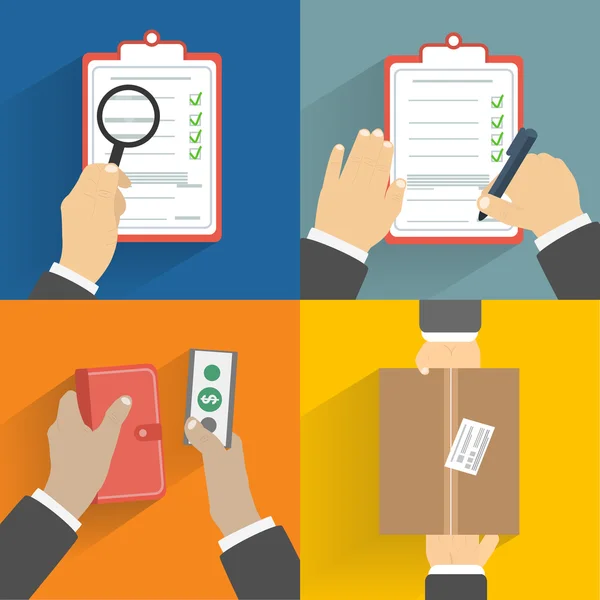 Set of hands clients purchasing — Stock Vector