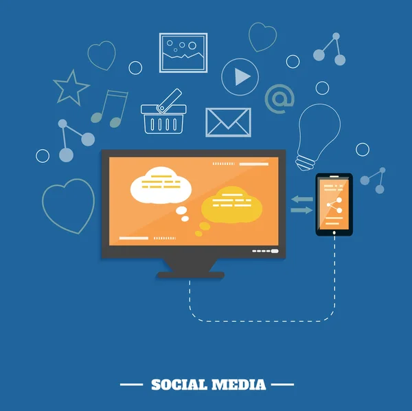 Software empresarial y servicio de redes sociales — Vector de stock