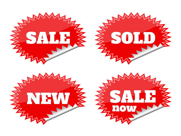 Set of red seals stickers with sale text