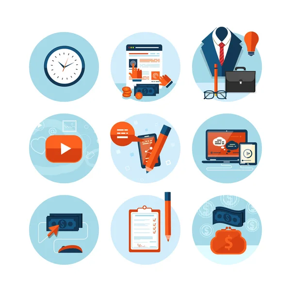 Business, office and marketing items icons. — Stock Vector