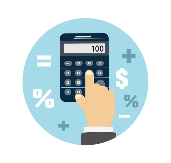 Icono de calculadora. Concepto de negocio con matemáticas — Vector de stock