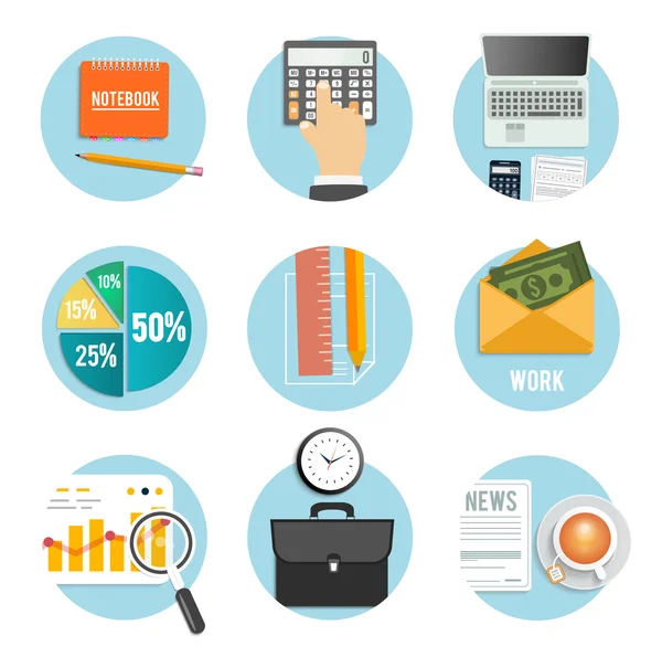 Business, office and marketing items icons. — Stock Vector