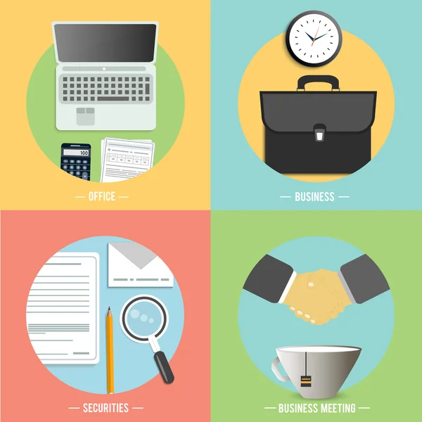 Business, office and marketing items icons. — Stock Vector