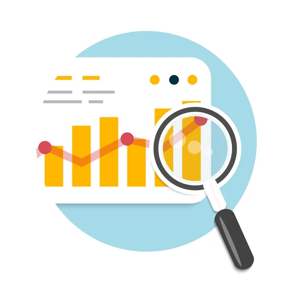 Nagyító és diagram — Stock Vector