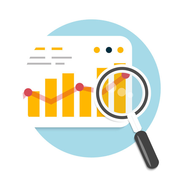 Magnifying glass and chart