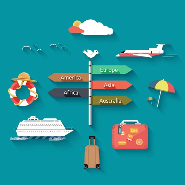 Zestaw ikon planowania wakacji i podróży — Wektor stockowy