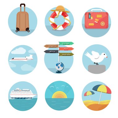yaz tatil Planlama ve seyahat Icons set