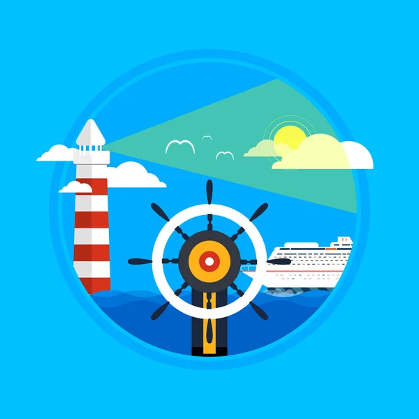 Cruise ship and clear blue water. Water tourism. — Stock Vector