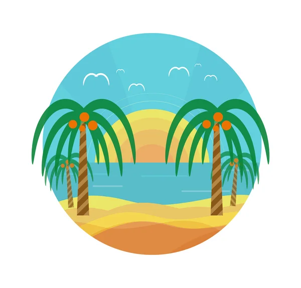 Tropická pláž s palmami — Stockový vektor