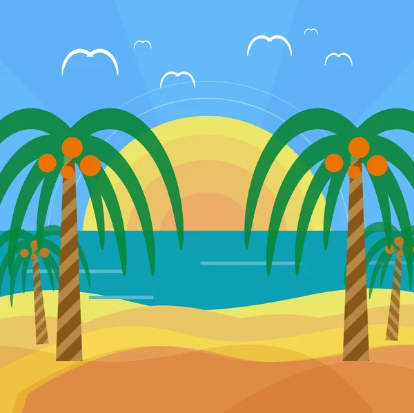 Тропічний пляж з пальмами — стоковий вектор