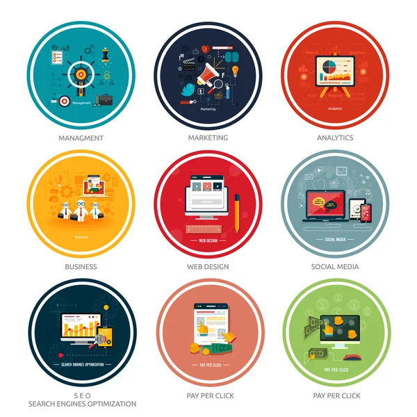 Icons for web design, seo, social media — Stock Vector