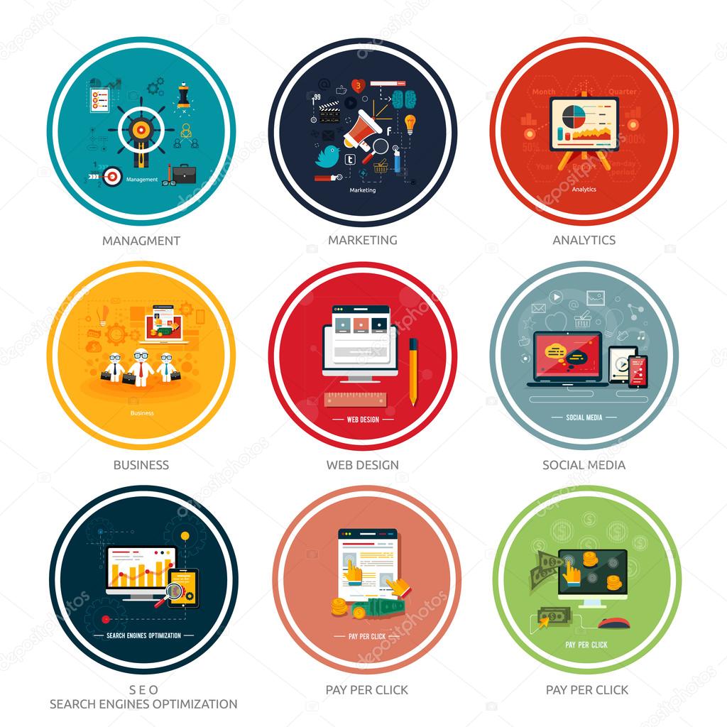 Icons for web design, seo, social media