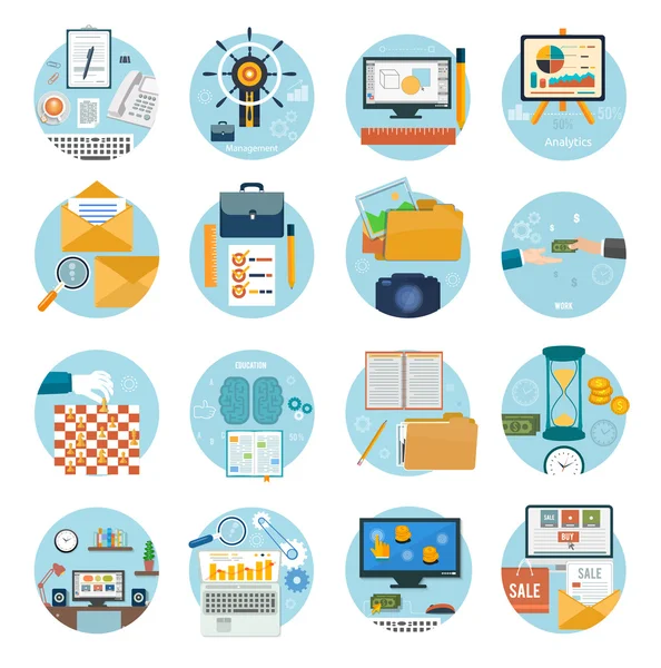 Business, office and marketing items icons. — Stock Vector