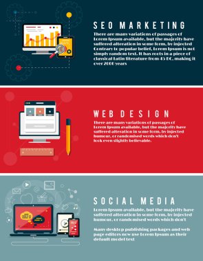 web tasarım, seo, sosyal medya için simgeler