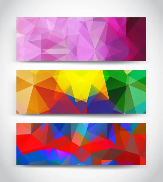 Abstrakte mehrfarbige geometrische Dreiecke Banner gesetzt — Stockvektor