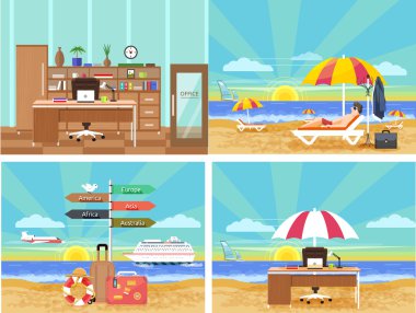 yaz tatil Planlama ve seyahat Icons set
