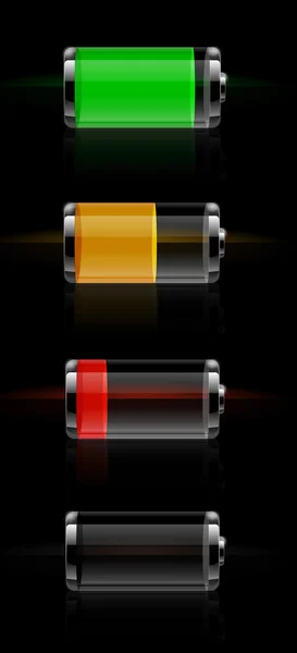 Glossy transparent battery level indicator — Stock Vector
