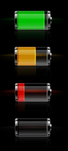 Glanzende transparante batterijniveau-indicator — Stockvector