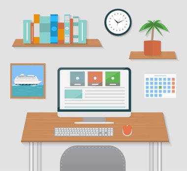 Modern ofis iç tasarım masaüstü ile