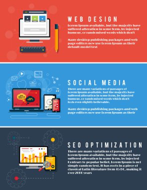 web tasarım, seo, sosyal medya için simgeler